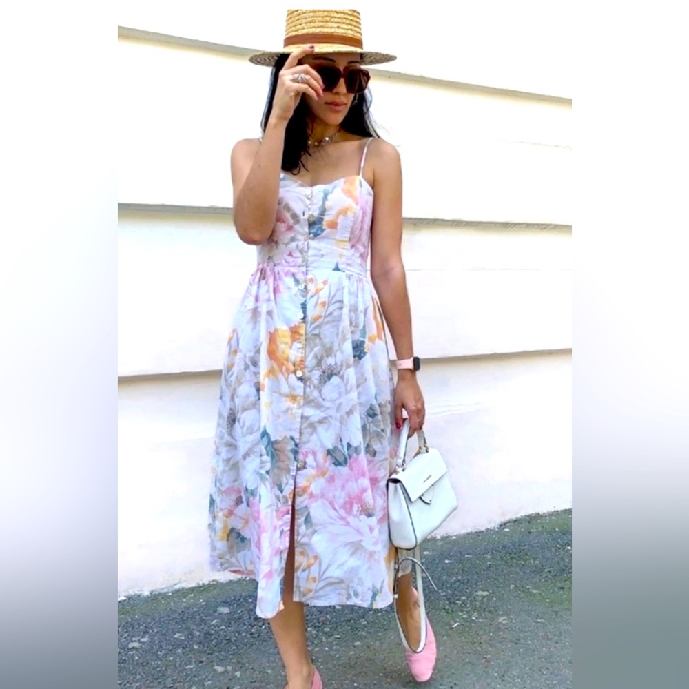 H&M linen blend button down dress